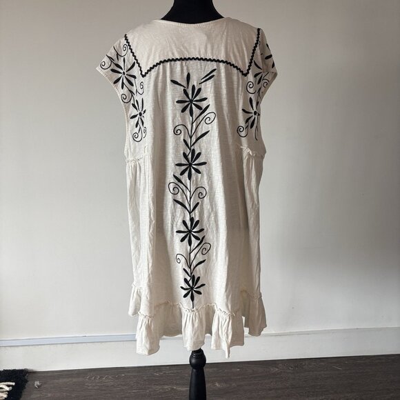 Free People Floral Embroidered Oversized Tunic Top Women’s Medium Boho Peasant - Picture 8 of 16